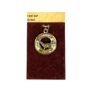 Vintage Crea Arizona Roadrunner Charm 12K Gold Filled Disc Pendant NOS Southwest